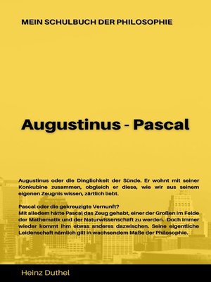 cover image of Mein Schulbuch der Philosophie  AUGUSTINUS--PASCAL